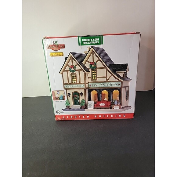 Lemax Coventry Cove Christmas Village Harris & Sons Fine Antiques Shop Lighted